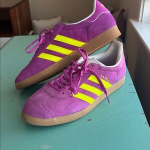 adidas Gazelle Purple and Yellow Sneakers